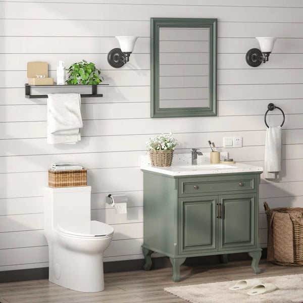 DeerValley Bath DeerValley DV-1F52508 Symmetry One Piece Toilet 1.1/1.6 GPF Elongated Standard Toilet with Comfortable Seat Height (Seat Included) Toilet