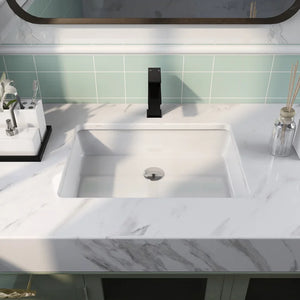 DeerValley Bath DeerValley DV-1U202 Ursa 22*15.5 White Ceramic Undermount Rectangular Space-Saving Bathroom Sink with Overflow Undermount Sinks